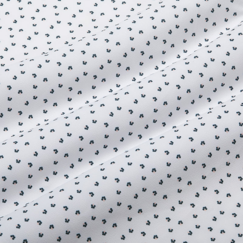Monaco Dress Shirt - White Mini Floral Print, fabric swatch closeup