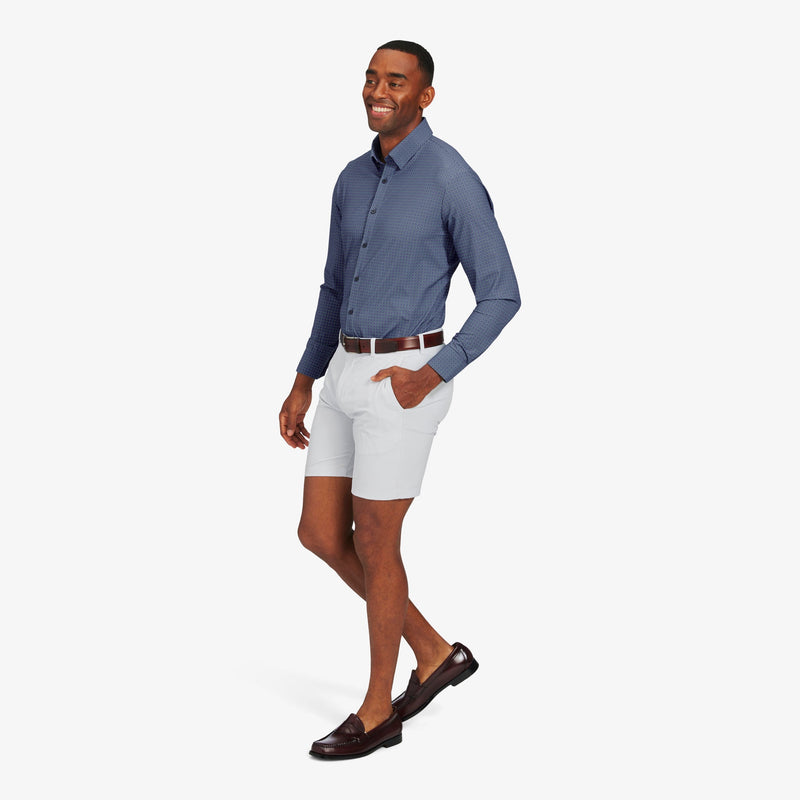 Monaco Dress Shirt - Blue Yellow Geo Print, lifestyle/model