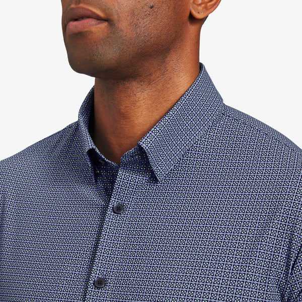 Monaco Dress Shirt - Blue Yellow Geo&nbsp;Print, lifestyle/model photo
