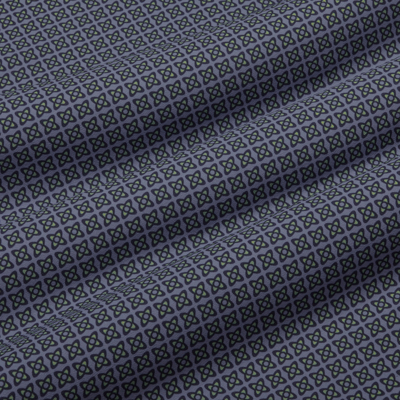 Monaco Dress Shirt - Blue Yellow Geo Print, fabric swatch closeup