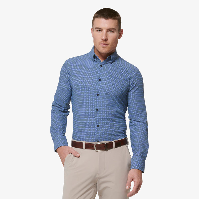 Monaco Dress Shirt - Blue Yellow Geo Print, featured product shot