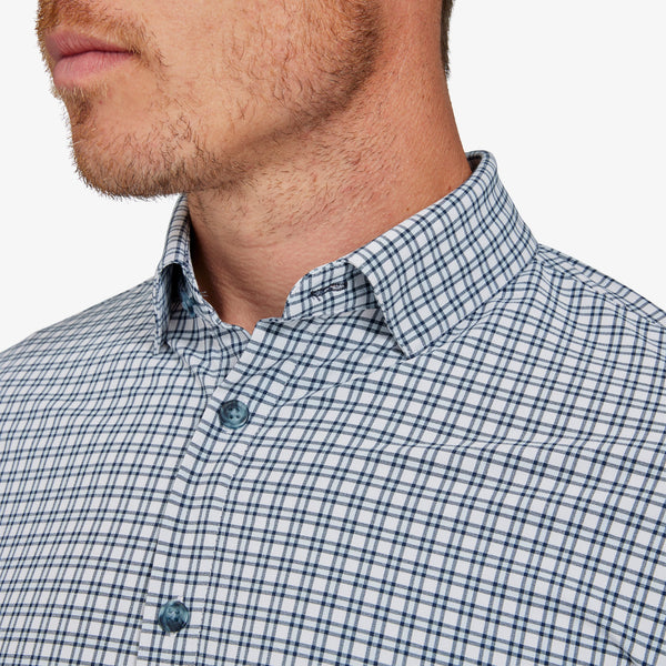 Monaco Dress Shirt - Light Blue Check, lifestyle/model photo