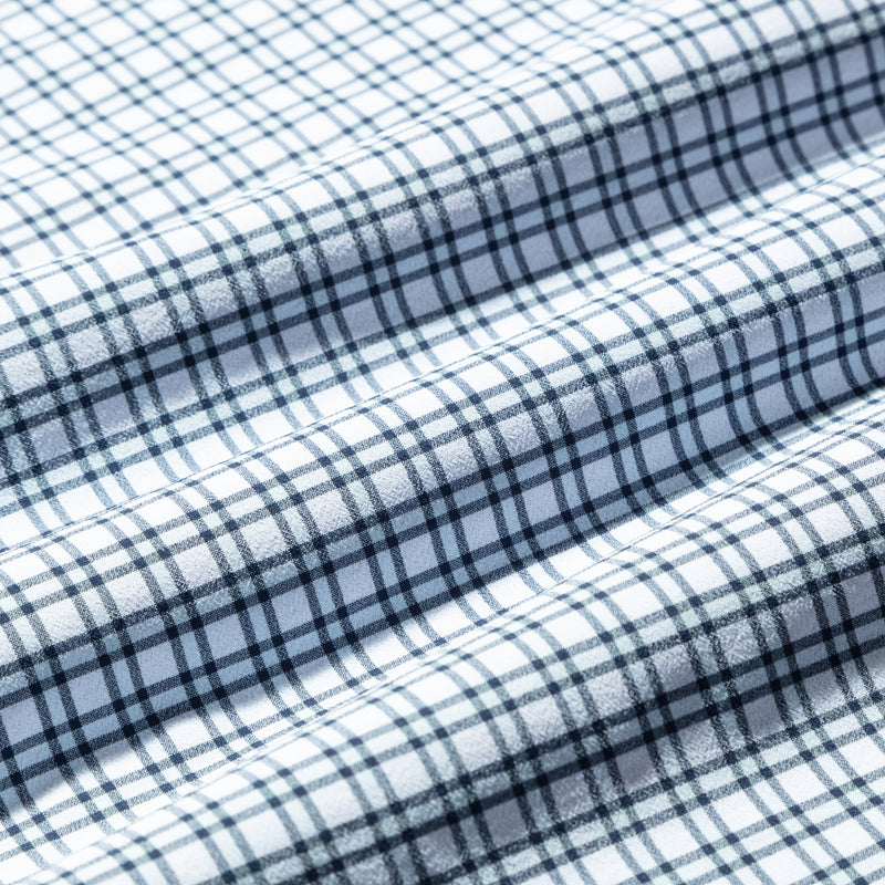 Monaco Dress Shirt - Light Blue Check, fabric swatch closeup