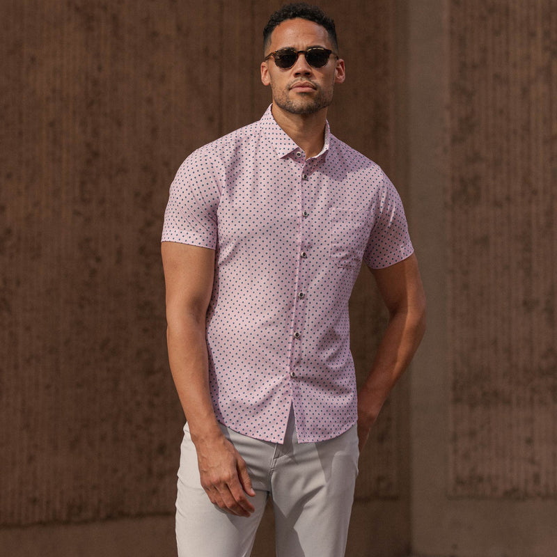 Leeward Short Sleeve - Pink Foulard Print, lifestyle/model