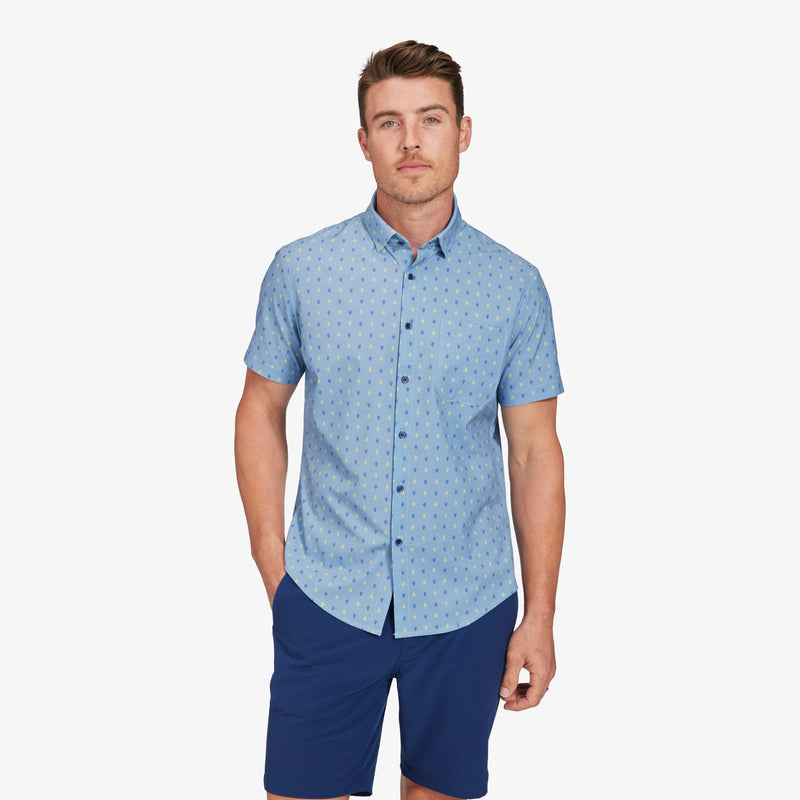 Leeward Short Sleeve - Blue Yellow Leaf Print, featured product shot