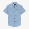 Leeward Short Sleeve - Blue Yellow Leaf Print, lifestyle/model photo