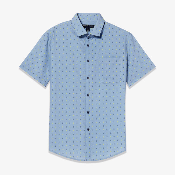 Leeward Short Sleeve - Blue Yellow Leaf&nbsp;Print, lifestyle/model photo