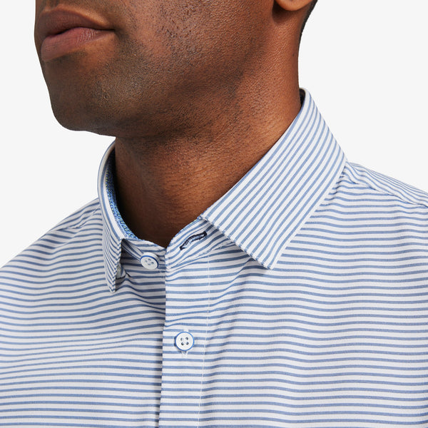 Leeward Short Sleeve - Wilkes Navy Mini&nbsp;Stripe, lifestyle/model photo