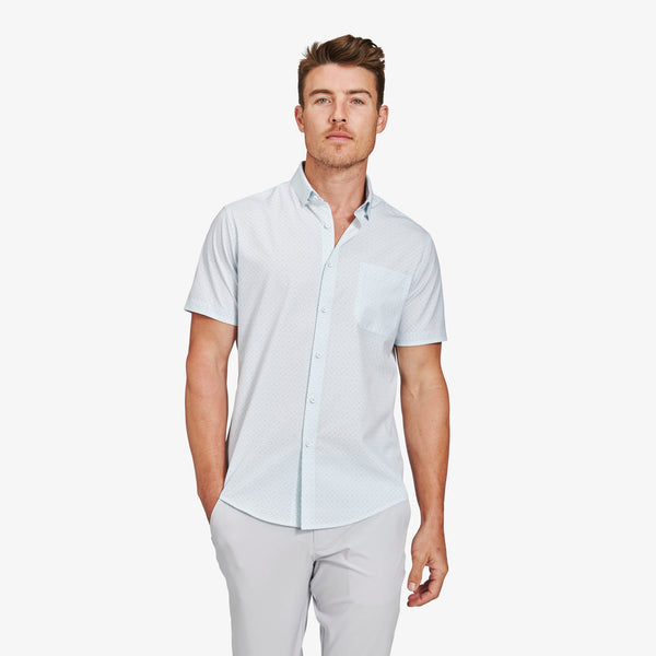 Leeward Short Sleeve - Light Blue Square Geo&nbsp;Print, lifestyle/model photo