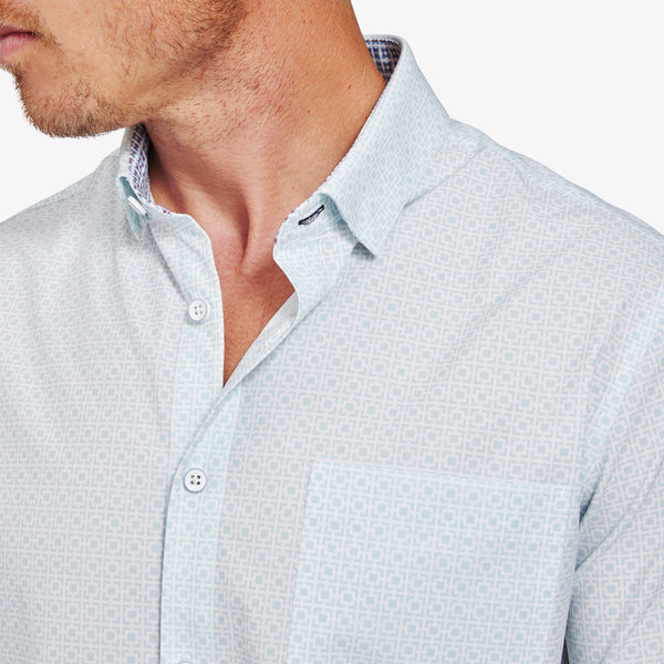 Leeward Short Sleeve - Light Blue Square Geo&nbsp;Print, lifestyle/model photo