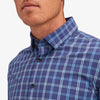 Leeward No Tuck Dress Shirt - Navy Aqua Windowpane Plaid, lifestyle/model photo