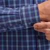 Leeward No Tuck Dress Shirt - Navy Aqua Windowpane Plaid, lifestyle/model photo
