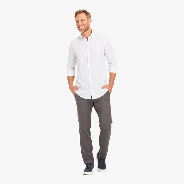 Leeward No Tuck Dress Shirt - White Solid, lifestyle/model photo