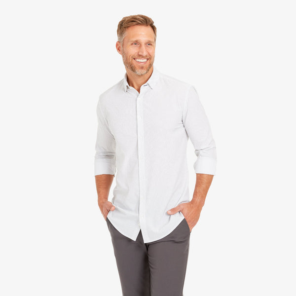 Leeward No Tuck Dress Shirt - White Solid, lifestyle/model photo