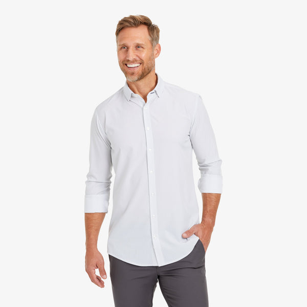 Leeward No Tuck Dress Shirt - White Solid, lifestyle/model photo