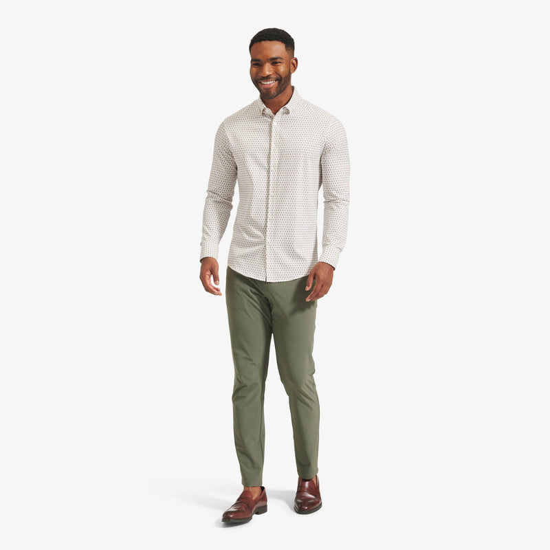 Leeward No Tuck Dress Shirt - White Pink Geo Floral Print, lifestyle/model