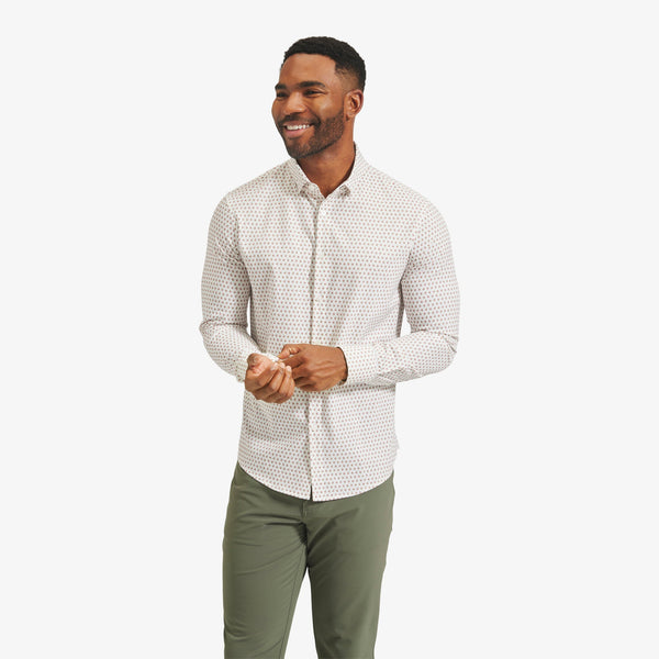 Leeward No Tuck Dress Shirt - White Pink Geo Floral&nbsp;Print, featured product shot