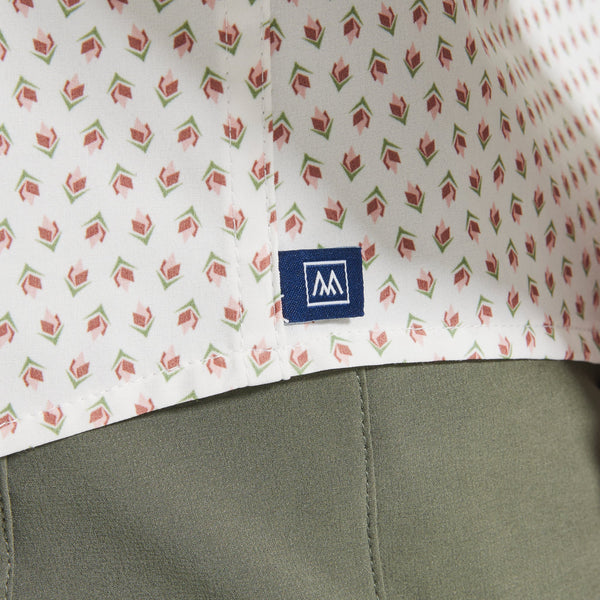 Leeward No Tuck Dress Shirt - White Pink Geo Floral&nbsp;Print, lifestyle/model photo