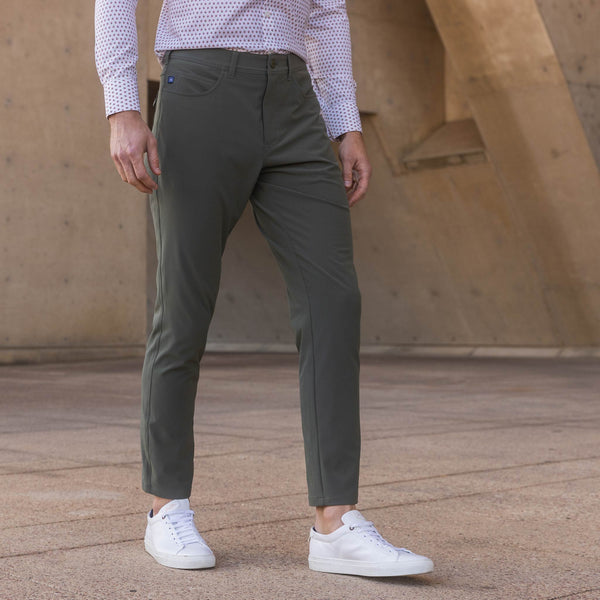 Helmsman 5 Pocket Pant - Olive Solid, lifestyle/model photo