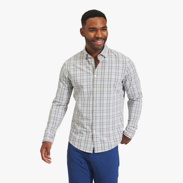Leeward No Tuck Dress Shirt - Gray Pink Large&nbsp;Plaid, featured product shot