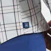 Leeward No Tuck Dress Shirt - Gray Pink Large Plaid, lifestyle/model photo