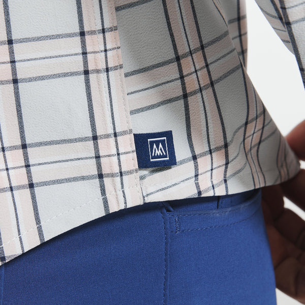 Leeward No Tuck Dress Shirt - Gray Pink Large&nbsp;Plaid, lifestyle/model photo