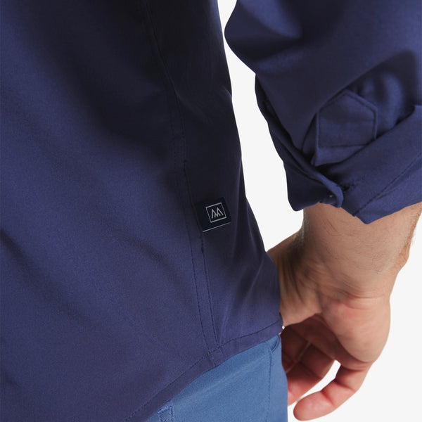 Leeward No Tuck Dress Shirt - Navy Solid, fabric swatch closeup