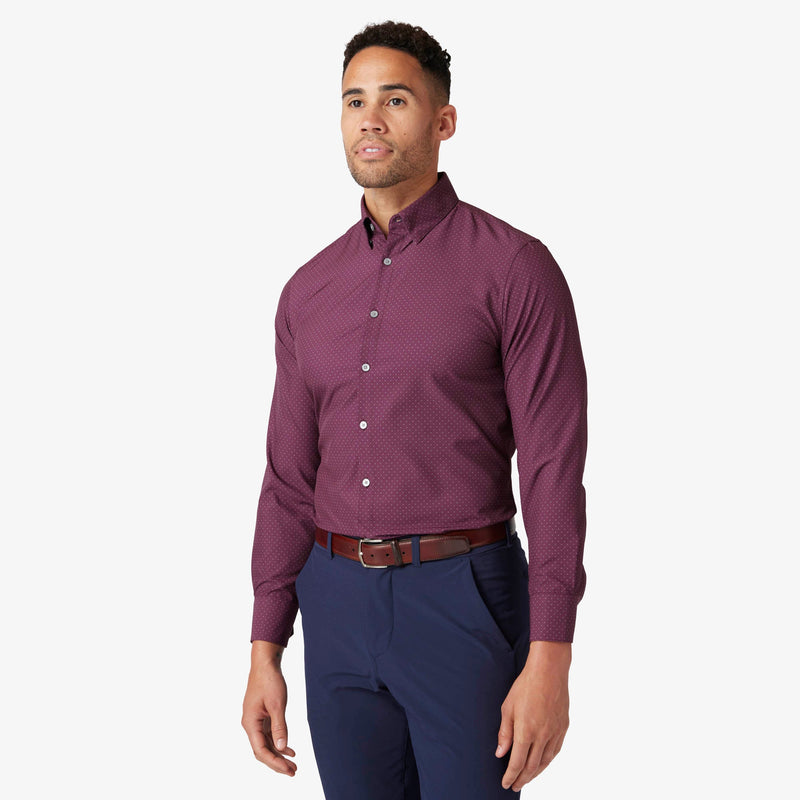 Leeward Dress Shirt - Plum Gray Dot Print, featured product shot