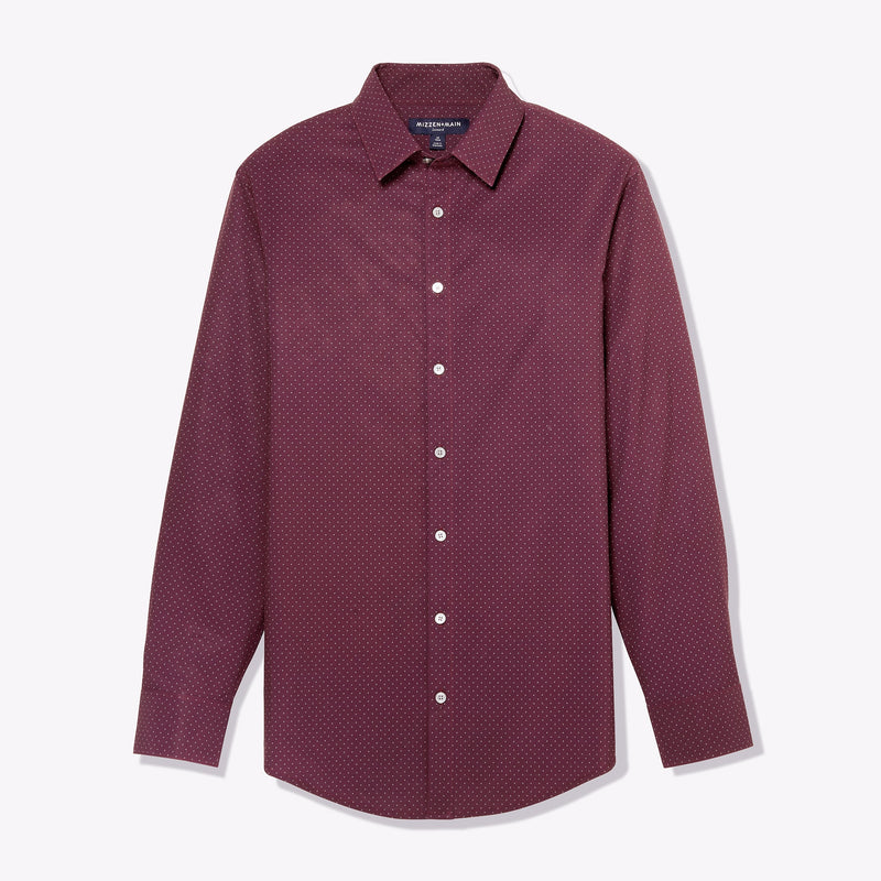 Leeward Dress Shirt - Plum Gray Dot Print, fabric swatch closeup