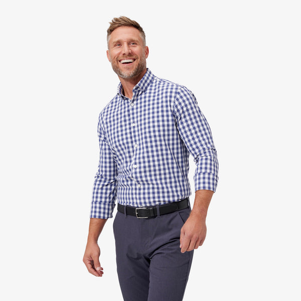 Leeward Dress Shirt - Deep Cobalt Gingham, featured product shot