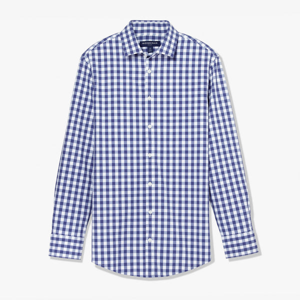 Leeward Dress Shirt - Deep Cobalt Gingham, fabric swatch closeup