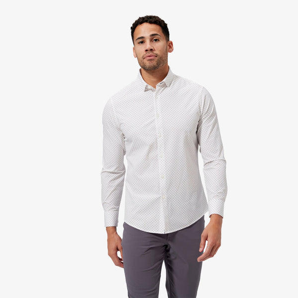 Leeward No Tuck Dress Shirt - White Gray Geo&nbsp;Print, featured product shot