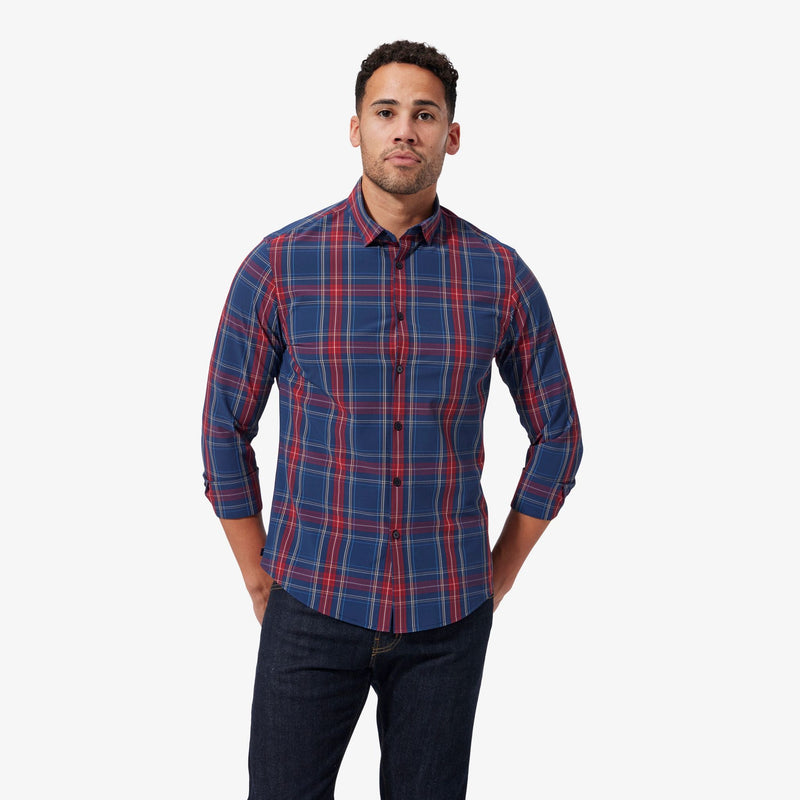 Leeward No Tuck Dress Shirt - Dress Blues Tartan, featured product shot