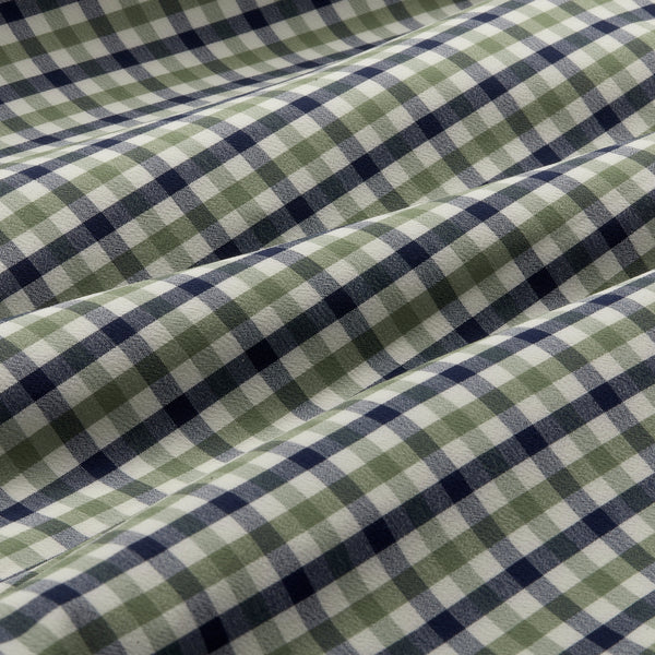 Leeward No Tuck Dress Shirt - Navy Green Check, fabric swatch closeup
