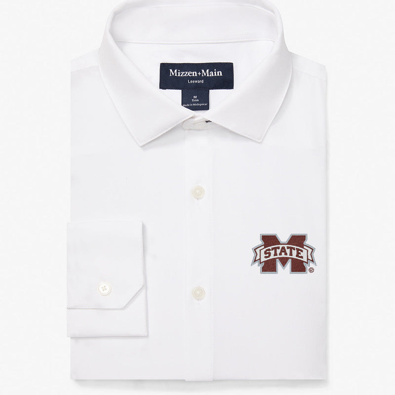 Mississippi State Leeward Dress Shirt - White Solid, featured product shot