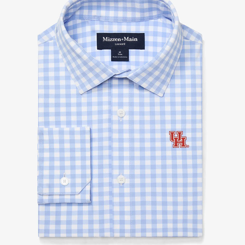 University of Houston Leeward Dress Shirt - Light Blue Gingham, featured product shot
