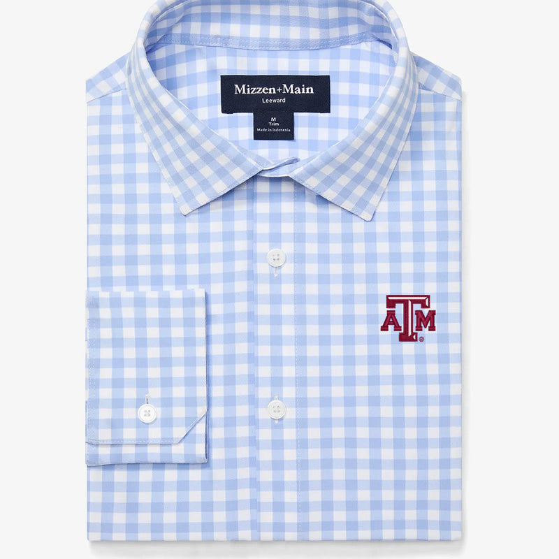 Texas A&M Leeward Dress Shirt - Light Blue Gingham, featured product shot