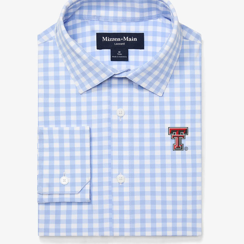 Texas Tech Leeward Dress Shirt - Light Blue Gingham, featured product shot
