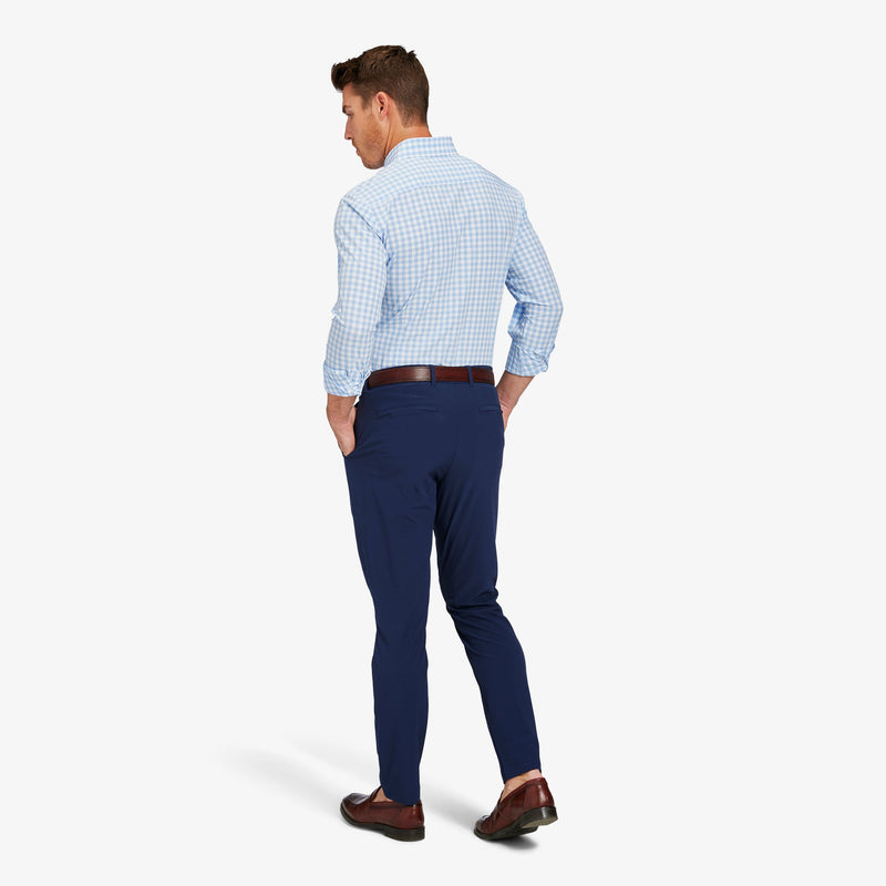 Leeward Dress Shirt - Light Blue Gingham, lifestyle/model