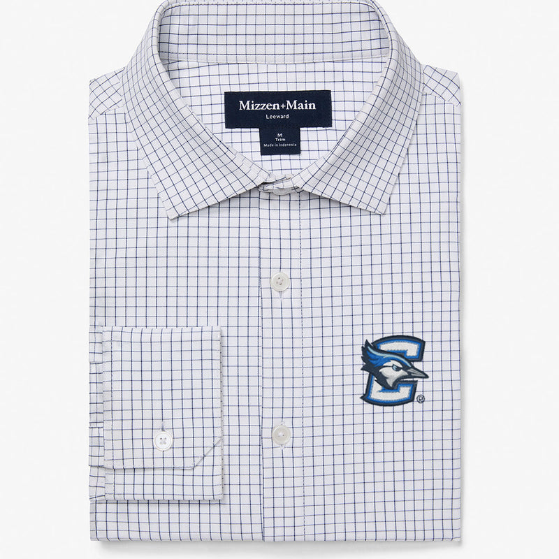 Creighton Leeward Dress Shirt - White Navy Mini Grid, featured product shot