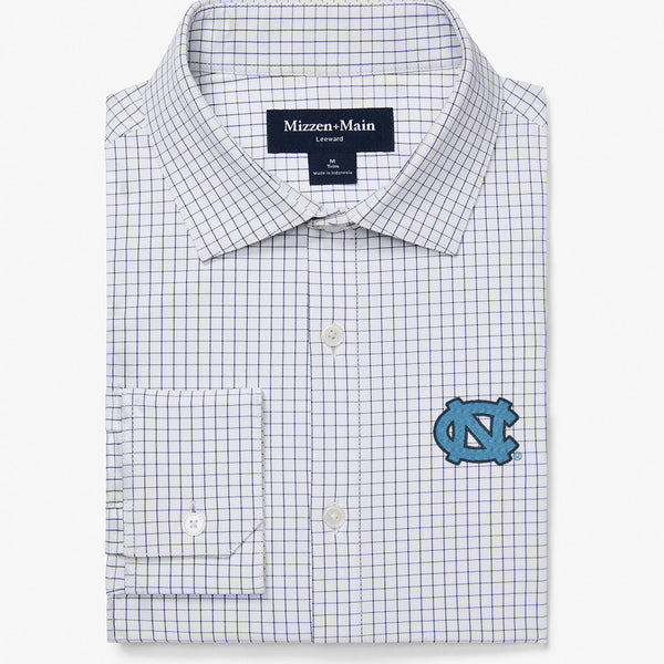 North Carolina Leeward Dress Shirt - White Navy Mini&nbsp;Grid, featured product shot