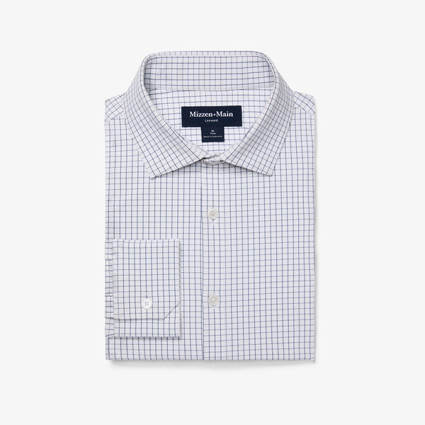 Leeward Dress Shirt - White Navy Mini&nbsp;Grid, featured product shot