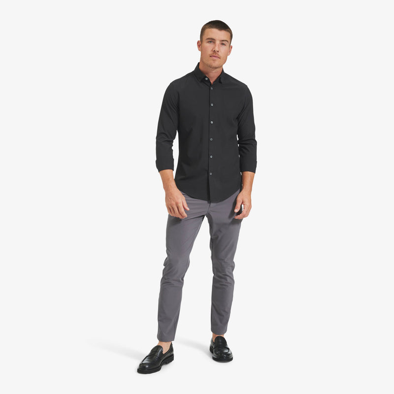 Leeward No Tuck Dress Shirt - Black Solid, lifestyle/model