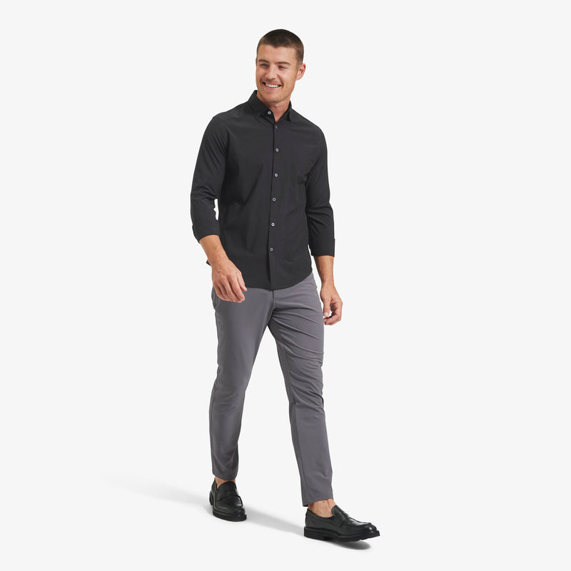 Leeward No Tuck Dress Shirt - Black Solid, lifestyle/model
