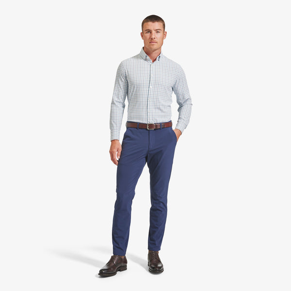 Leeward Dress Shirt - White Blue Windowpane, lifestyle/model photo