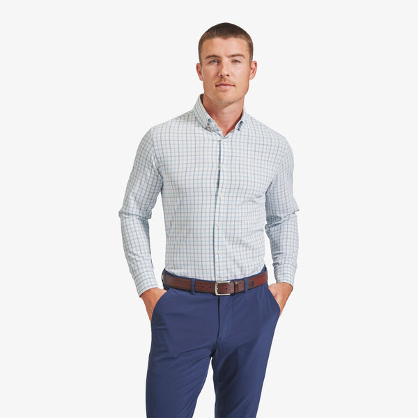 Leeward Dress Shirt - White Blue Windowpane, featured product shot