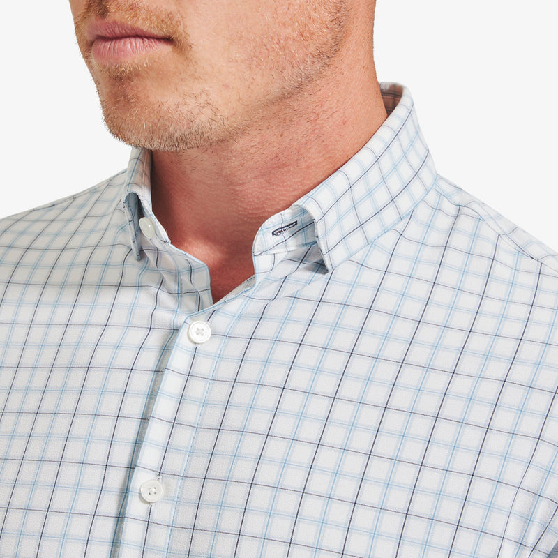 Leeward Dress Shirt - White Blue Windowpane, lifestyle/model