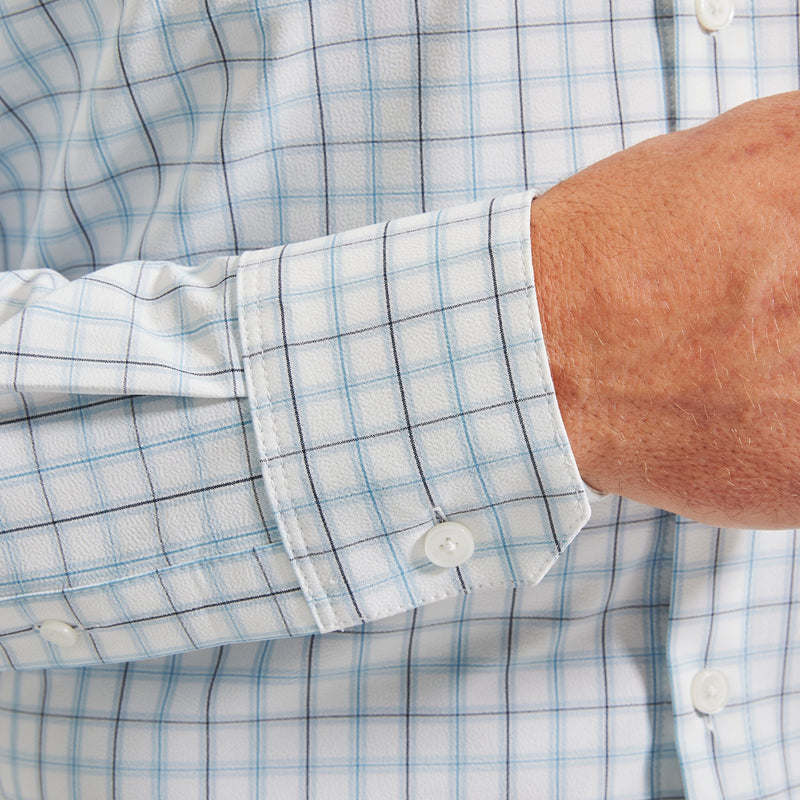 Leeward Dress Shirt - White Blue Windowpane, lifestyle/model