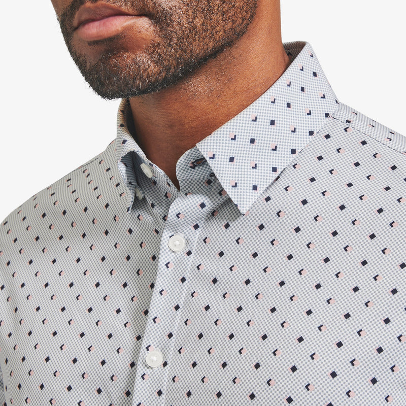 Leeward Dress Shirt - Pink Gray Diamond Print, lifestyle/model