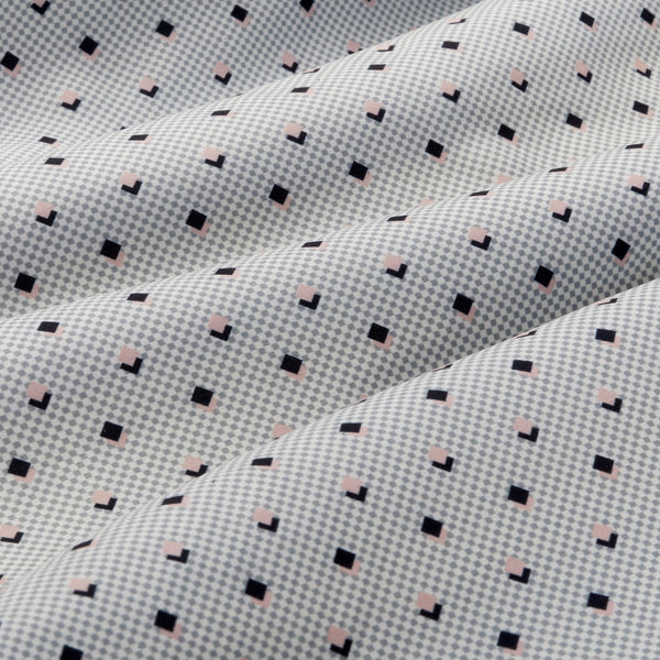 Leeward Dress Shirt - Pink Gray Diamond&nbsp;Print, fabric swatch closeup